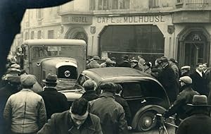 France Memories of a Tow Truck Car Accident Café de Mulhouse Old Photo 1935