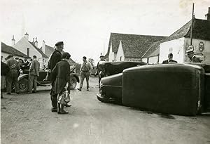 France Village Memories of Tow Truck Car Wreck Accident Rollover Old Photo 1935
