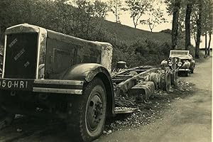 France Memories of a Tow Truck Berliet Lorry Wreck Accident Old Photo 1935