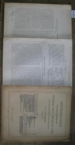 Imagen del vendedor de Erforschung des Nordwesttheiles von Texas im Jahre 1872 / Sir Samuel Baker's Expedition nach dem Oberen Weissen Nil - Kartenskizze von A.Petermann zu Pascha Bakers Eroberungszug in die oberen Nillnder 1870-1872 / Lieutenant G.M. Wheelers zweite Expedition nach Neu-Mexico und Colorado 1874 / Watsons's und Chippendall's Aufnahme des Weien Nil von Chartum bis Rigaf und Junker's Aufnahme des Sobat - Mit Karte von A. Petermann / Bericht aus dem Lande der A-Madi, Mai 1881/ Rundreise durch die Mudirie Rohl. (Sechs Sonderdrucke aus: Mittheilungen aus Justus Perthes' Geographicher Anstalt ber wichtige Neue Forschungen auf dem Gesammtgebiete der Geographie von Dr. A. Petermann Band XIX, 1873 / Band XXI., 1875 / 23. Band, 1877 / 29. Band, 1883. a la venta por Antiquariat Carl Wegner