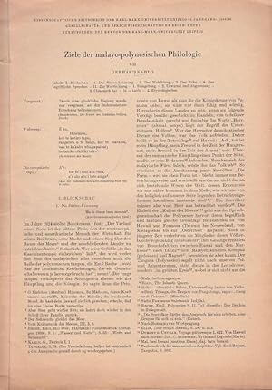 Ziele der malayo-polynesischen Philologie. ( Sonderabdruck aus: Wissenschaftliche Zeitschrift der...