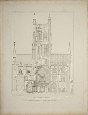 Imagen del vendedor de Worcestershire. Worcester Cathedral, Elevation and Section across the transepts. a la venta por theoldmapman