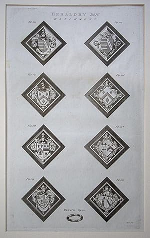 Seller image for Heraldry, Tab IV. 8 examples of heraldic terms. Hatchments and a Wreath for sale by theoldmapman