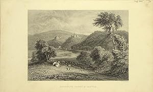 Seller image for Herefordshire. Goodrich Court & Castle. View with sheep and shepherds and a boat on the river. for sale by theoldmapman