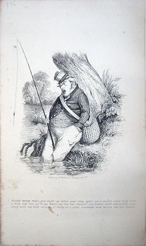 Imagen del vendedor de Humorous: Walked twenty miles over night: up before peep o' day again got a capital place; fell fast asleep; tide rose up to my knees; my hat was changed, my pockets picked, and a fish ran away with my hook a la venta por theoldmapman