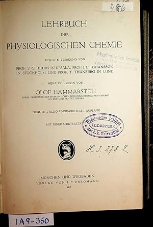 Bild des Verkufers fr Lehrbuch der physiologischen Chemie. zum Verkauf von ANTIQUARIAT.WIEN Fine Books & Prints