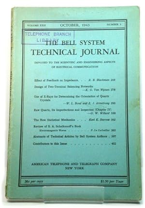 The Bell System Technical Journal: Vol. XXII, No. 3, October 1943