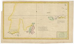 Antique Map of the coasts of Ceram, Buru and the Celebes by Bellin (1768)
