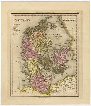 Antique Map of Denmark by Tanner (c.1846)