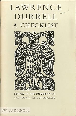 Bild des Verkufers fr LAWRENCE DURRELL, A CHECKLIST zum Verkauf von Oak Knoll Books, ABAA, ILAB