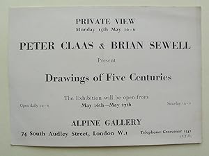 Peter Claas and Brian Sewell Present Drawings of Five Centuries. Private View Monday 15th May 10-...