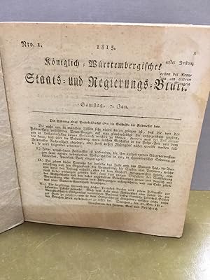 Königlich - Württembergisches Staats- und Regierungs-Blatt vom Jahr 1815.