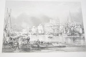 Image du vendeur pour NEWCASTLE UPON TYNE GRAVURE PRINT 1842 BALMER PORT HARBOUR TOWN MARINE R2050 mis en vente par Librairie RAIMOND