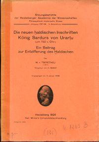 Die neuen haldischen Inschriften König Sardurs von Uraròtu. (um 750 v. Chr.); ein Beitrag zur Ent...