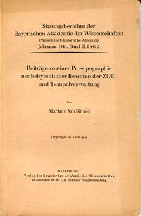 Bild des Verkufers fr Beitrge zu einer Prosopographie neubabylonischer Beamten der Zivil- und Tempelverwaltung. zum Verkauf von Bcher Eule