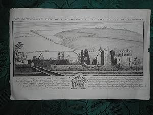 Seller image for The South-West View of Lantphey-Court, in the County of Pembroke. ORIGINAL Antique Copper Engraving. ( Modern Day Name = Lamphey Court Aka The Bishop's Palace ) for sale by Sue Lloyd-Davies Books