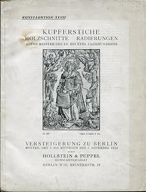 Hollstein & Puppel: Kunstaukton XXVII: Kupferstiche, Radierungen - Holzschnitte, Schabkunstblätte...