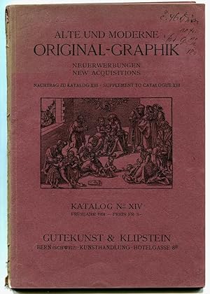 Gutekunst & Klipstein: Katalog No. XIV, Frühjahr 1924. Alte und moderne Original-Graphik. Neuerwe...