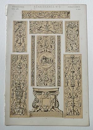 Bild des Verkufers fr Renaissance 3 Pl. 76 Chromolithograph (Grammar of Ornament 1868) zum Verkauf von Maynard & Bradley