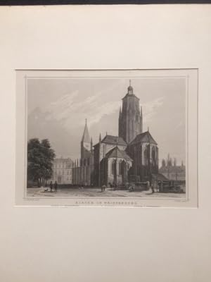 Kirche in Weissenburg im Elsass, montierter Original-Stahlstich von Rohbock / Richter um 1880. 20...