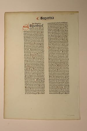 Bild des Verkufers fr Flos theologiae. (GWM 48236, HC 15714). Blatt aus: Spiritus Superbia. zum Verkauf von Versandantiquariat Christine Laist