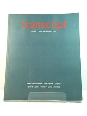 Image du vendeur pour Transcript: A Journal of Visual Culture, Volume One, Issue One, December 1994 mis en vente par PsychoBabel & Skoob Books