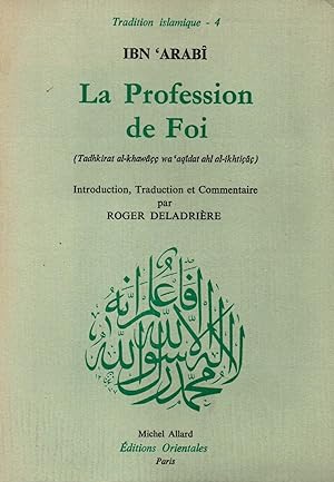 Bild des Verkufers fr La profession de Foi(Tadhkirat al-khawacc wa'aqidat ahl al-ikhticac) zum Verkauf von JP Livres