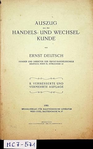 Auszug aus der Handels- und Wechselkunde.