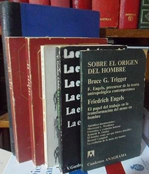 Imagen del vendedor de SOBRE EL ORIGEN DEL HOMBRE - F. Engels, precursor de la teora antropolgica contempornea (Bruce G. Trigger) - El papel del trabajo en la transformacin del mono en hombre (Friedrich Engels) + HISTORIA DEL HOMBRE + LA HUMANIDAD PREHISTRICA (CON SUBRAYADOS) + LA EVOLUCIN SOCIAL + QU SUCEDI EN LA HISTORIA + NACIMIENTO DE LAS CIVILIZACIONES ORIENTALES (6 libros) a la venta por Libros Dickens