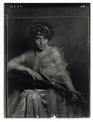 Madame DOra Portrait of woman with guitar Vintage gelatin silver pr. 1925c L652