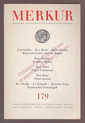 Merkur. Deutsche Zeitschrift für europäisches Denken. Heft 1/ 17.Jahrgang 1963