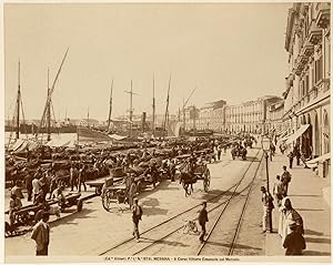 Messina Sicily Busy street before the earthquake Large photo Alinari 1890c XL331
