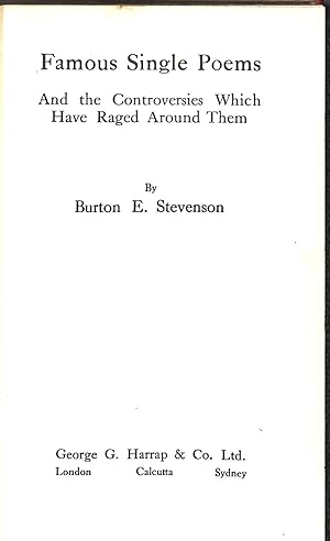 Seller image for Famous single poems and the controversies which have raged around them for sale by WeBuyBooks