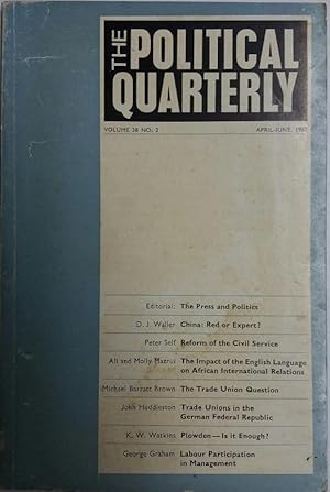 Seller image for The Political Quarterly April-June 1967 for sale by The Book Place