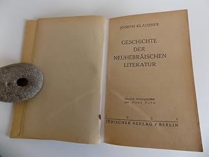 Seller image for Geschichte der neuhebrischen Literatur. Deutsch herausgegeben von Hans Kohn. for sale by Antiquariat Rolf Bulang