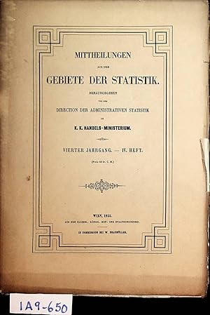 Bild des Verkufers fr Die Veraenderungen in der Gliederung der politischen Behrden des sterreichischen Kaiserstaats und der ihnen zugewiesenen Verwaltungsgebiete wahrend der Jahre 1848 - 55 (=Mittheilungen aus d. Gebiete der Statistik. 4. Jahrgang 4. Heft) zum Verkauf von ANTIQUARIAT.WIEN Fine Books & Prints