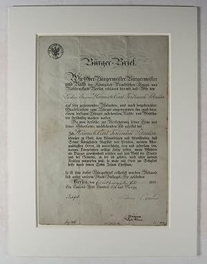 Civil Letter and Medical Document Concerning the Barber Heinrich Carl Ferdinand Schrader (Civic L...