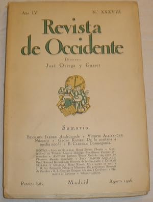 Seller image for Revista de Occidente. N XXXVIII. Agosto 1926. for sale by Aaromadelibros