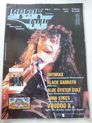 Bild des Verkufers fr Break Out. Das Heavy Rock Magazin Juni Nr. 6/89: Anthrax / Black Sabbath / Blue yster Cult / John Sykes / VoodooX. Zeitschrift zum Verkauf von Deichkieker Bcherkiste