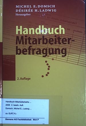 Bild des Verkufers fr Handbuch Mitarbeiterbefragung. zum Verkauf von books4less (Versandantiquariat Petra Gros GmbH & Co. KG)