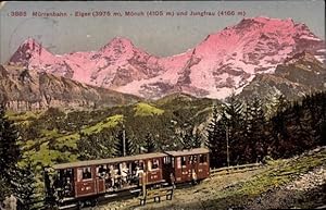 Bild des Verkufers fr Ansichtskarte / Postkarte Kt. Bern Schweiz, Mrrenbahn, Bergbahn, Eiger, Mnch, Jungfrau zum Verkauf von akpool GmbH