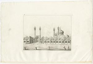 Antique Print of the Royal Mosque by Castellini (c.1830)