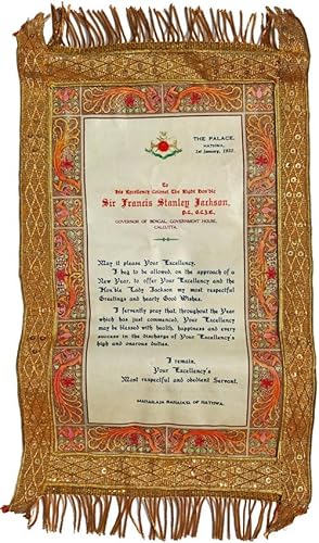 A Personal and Exquisite New Years' Greeting for Governor of Bengal Sir Francis Stanley Jackson, ...