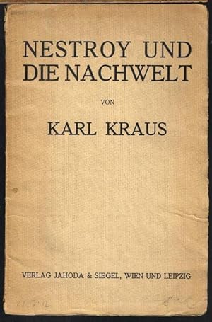 Nestroy und die Nachwelt. Zum 50. Todestage. Gesprochen im Großen Musikvereinssaal in Wien.