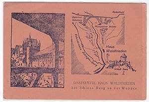 Bild des Verkufers fr AK Werbekarte Gaststtte Haus Waldfrieden bei Schloss Burg an der Wupper 1946 gelaufen zum Verkauf von GAENSAN Versandantiquariat