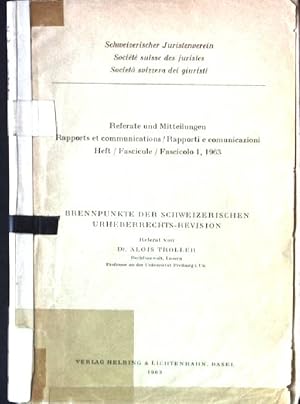 Seller image for Brennpunkte der Schweizerischen Urheberrechts-Revision Schweizerischer Juristenverein. Referate und Mitteilungen. Heft 1 for sale by books4less (Versandantiquariat Petra Gros GmbH & Co. KG)