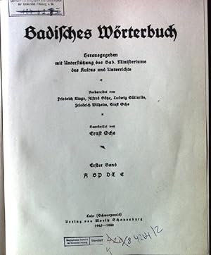 Bild des Verkufers fr Badisches Wrterbuch, Erster band: A,B/P, D/T, E zum Verkauf von books4less (Versandantiquariat Petra Gros GmbH & Co. KG)