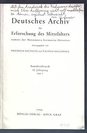 Image du vendeur pour Nochmals die Datierung des Tafelgterverzeichnisses; Sonderdruck aus: Deutsches Archiv fr Erforschung des Mittelalters; mis en vente par books4less (Versandantiquariat Petra Gros GmbH & Co. KG)