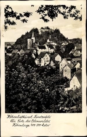 Bild des Verkufers fr Ansichtskarte / Postkarte Lindenfels im Odenwald Hessen, Teilansciht vom Ort mit Brgerturm, Burg zum Verkauf von akpool GmbH