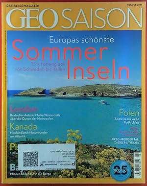 Bild des Verkufers fr Das Reisemagazin GEO Saison August 2014, Sommerinseln - Kanada - London - Polen. zum Verkauf von biblion2
